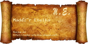 Madár Etelka névjegykártya